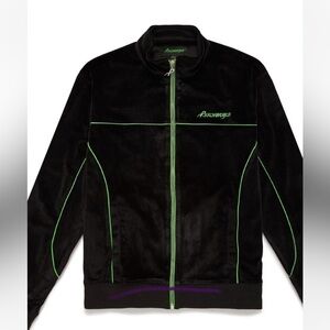 Psych World Black and Neon Green Velour Track Suit Set